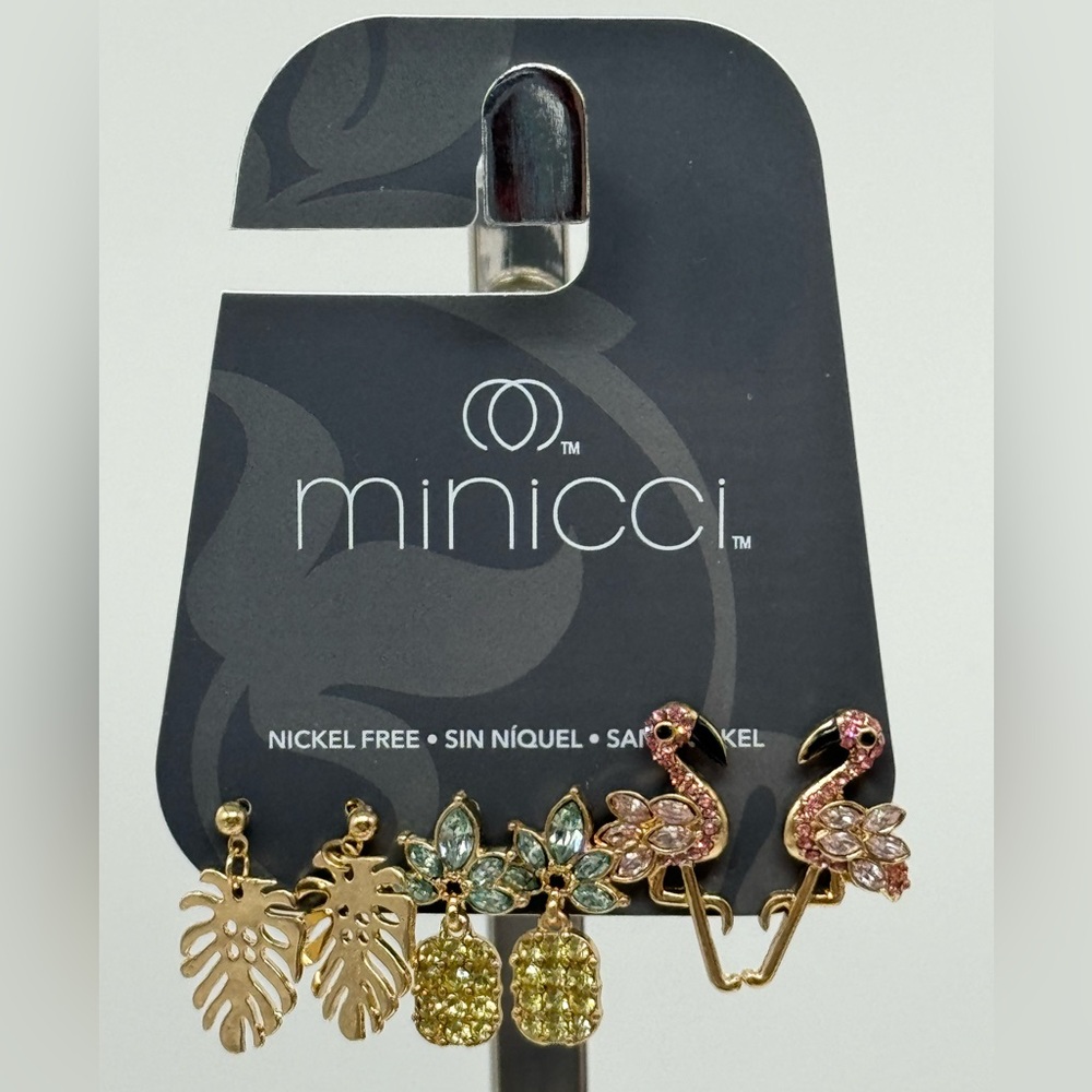 Minicci 3 Pairs Sparkly Fun Vacation Post Earrings
